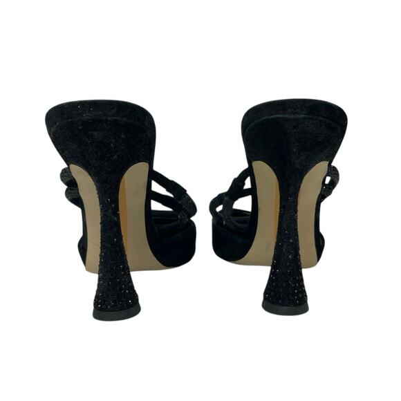 Sam Edelman Agustina Black Suede Rhinestone Pointed Toe Stiletto Pumps Mules 10 - Picture 3 of 6